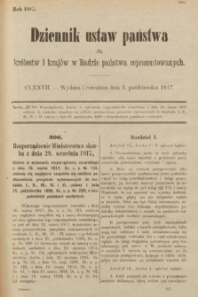 Dziennik Ustaw Państwa dla Królestw i Krajów w Radzie Państwa Reprezentowanych. 1917, cz. 177