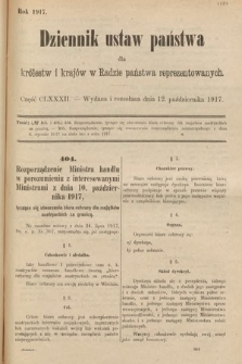 Dziennik Ustaw Państwa dla Królestw i Krajów w Radzie Państwa Reprezentowanych. 1917, cz. 182