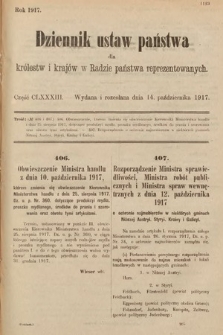Dziennik Ustaw Państwa dla Królestw i Krajów w Radzie Państwa Reprezentowanych. 1917, cz. 183