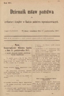 Dziennik Ustaw Państwa dla Królestw i Krajów w Radzie Państwa Reprezentowanych. 1917, cz. 184