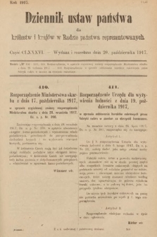 Dziennik Ustaw Państwa dla Królestw i Krajów w Radzie Państwa Reprezentowanych. 1917, cz. 186