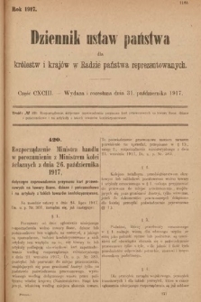 Dziennik Ustaw Państwa dla Królestw i Krajów w Radzie Państwa Reprezentowanych. 1917, cz. 193