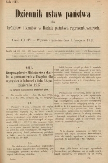 Dziennik Ustaw Państwa dla Królestw i Krajów w Radzie Państwa Reprezentowanych. 1917, cz. 194