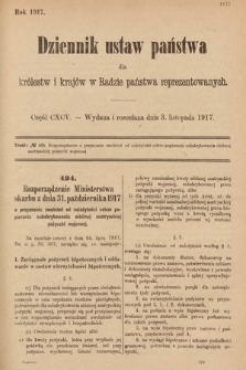 Dziennik Ustaw Państwa dla Królestw i Krajów w Radzie Państwa Reprezentowanych. 1917, cz. 195