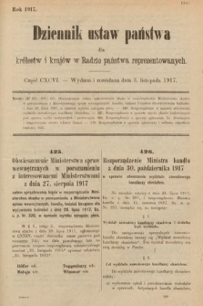 Dziennik Ustaw Państwa dla Królestw i Krajów w Radzie Państwa Reprezentowanych. 1917, cz. 196