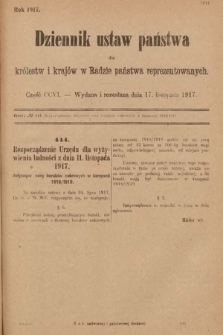 Dziennik Ustaw Państwa dla Królestw i Krajów w Radzie Państwa Reprezentowanych. 1917, cz. 206