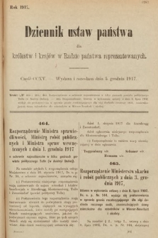 Dziennik Ustaw Państwa dla Królestw i Krajów w Radzie Państwa Reprezentowanych. 1917, cz. 215