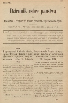 Dziennik Ustaw Państwa dla Królestw i Krajów w Radzie Państwa Reprezentowanych. 1917, cz. 216