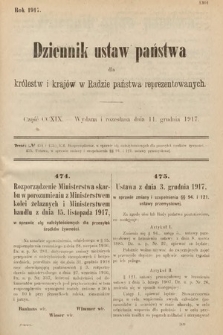 Dziennik Ustaw Państwa dla Królestw i Krajów w Radzie Państwa Reprezentowanych. 1917, cz. 219
