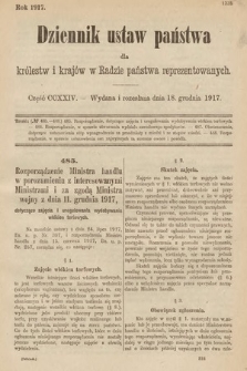 Dziennik Ustaw Państwa dla Królestw i Krajów w Radzie Państwa Reprezentowanych. 1917, cz. 224