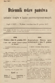 Dziennik Ustaw Państwa dla Królestw i Krajów w Radzie Państwa Reprezentowanych. 1917, cz. 225