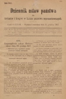Dziennik Ustaw Państwa dla Królestw i Krajów w Radzie Państwa Reprezentowanych. 1917, cz. 227