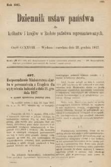 Dziennik Ustaw Państwa dla Królestw i Krajów w Radzie Państwa Reprezentowanych. 1917, cz. 228