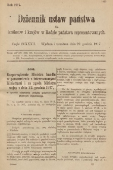Dziennik Ustaw Państwa dla Królestw i Krajów w Radzie Państwa Reprezentowanych. 1917, cz. 232