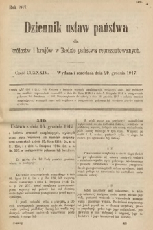 Dziennik Ustaw Państwa dla Królestw i Krajów w Radzie Państwa Reprezentowanych. 1917, cz. 234