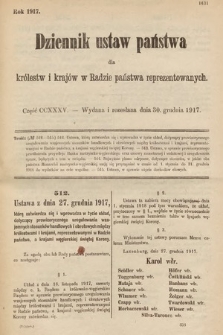 Dziennik Ustaw Państwa dla Królestw i Krajów w Radzie Państwa Reprezentowanych. 1917, cz. 235
