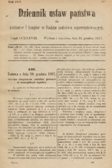 Dziennik Ustaw Państwa dla Królestw i Krajów w Radzie Państwa Reprezentowanych. 1917, cz. 238