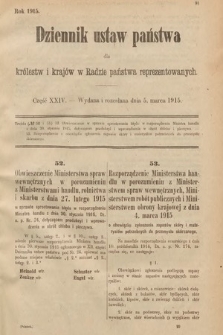 Dziennik Ustaw Państwa dla Królestw i Krajów w Radzie Państwa Reprezentowanych. 1915, cz. 24