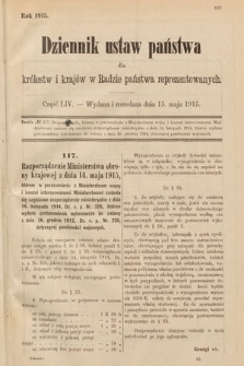 Dziennik Ustaw Państwa dla Królestw i Krajów w Radzie Państwa Reprezentowanych. 1915, cz. 54