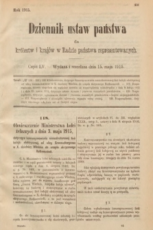 Dziennik Ustaw Państwa dla Królestw i Krajów w Radzie Państwa Reprezentowanych. 1915, cz. 55