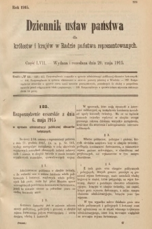 Dziennik Ustaw Państwa dla Królestw i Krajów w Radzie Państwa Reprezentowanych. 1915, cz. 57