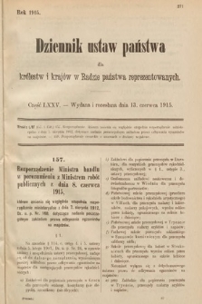 Dziennik Ustaw Państwa dla Królestw i Krajów w Radzie Państwa Reprezentowanych. 1915, cz. 75