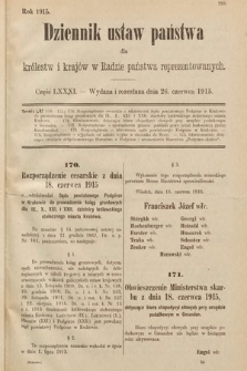 Dziennik Ustaw Państwa dla Królestw i Krajów w Radzie Państwa Reprezentowanych. 1915, cz. 81
