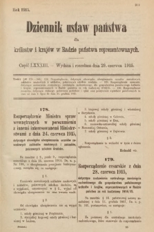 Dziennik Ustaw Państwa dla Królestw i Krajów w Radzie Państwa Reprezentowanych. 1915, cz. 83