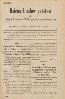 Dziennik Ustaw Państwa dla Królestw i Krajów w Radzie Państwa Reprezentowanych. 1915, cz. 93