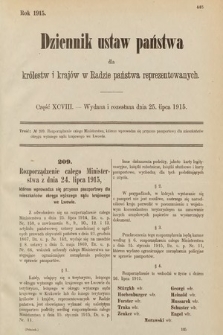 Dziennik Ustaw Państwa dla Królestw i Krajów w Radzie Państwa Reprezentowanych. 1915, cz. 98