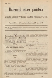 Dziennik Ustaw Państwa dla Królestw i Krajów w Radzie Państwa Reprezentowanych. 1915, cz. 99