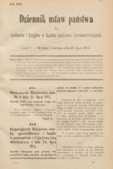 Dziennik Ustaw Państwa dla Królestw i Krajów w Radzie Państwa Reprezentowanych. 1915, cz. 100