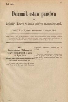 Dziennik Ustaw Państwa dla Królestw i Krajów w Radzie Państwa Reprezentowanych. 1915, cz. 103