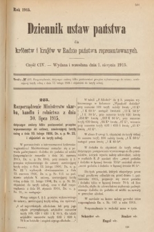 Dziennik Ustaw Państwa dla Królestw i Krajów w Radzie Państwa Reprezentowanych. 1915, cz. 104