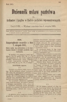 Dziennik Ustaw Państwa dla Królestw i Krajów w Radzie Państwa Reprezentowanych. 1915, cz. 108