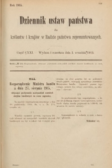 Dziennik Ustaw Państwa dla Królestw i Krajów w Radzie Państwa Reprezentowanych. 1915, cz. 121