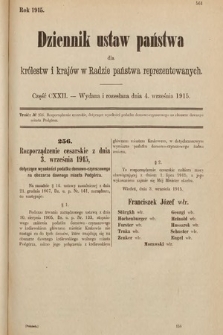 Dziennik Ustaw Państwa dla Królestw i Krajów w Radzie Państwa Reprezentowanych. 1915, cz. 122