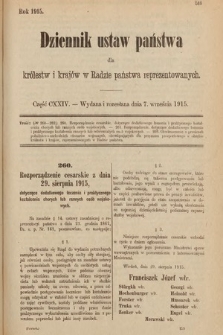 Dziennik Ustaw Państwa dla Królestw i Krajów w Radzie Państwa Reprezentowanych. 1915, cz. 124