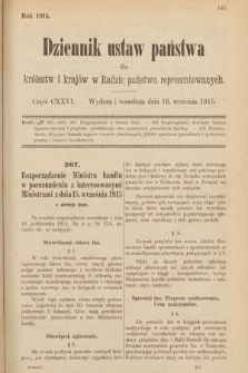 Dziennik Ustaw Państwa dla Królestw i Krajów w Radzie Państwa Reprezentowanych. 1915, cz. 126