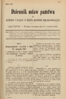 Dziennik Ustaw Państwa dla Królestw i Krajów w Radzie Państwa Reprezentowanych. 1915, cz. 128