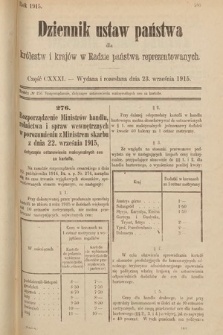 Dziennik Ustaw Państwa dla Królestw i Krajów w Radzie Państwa Reprezentowanych. 1915, cz. 131