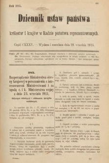 Dziennik Ustaw Państwa dla Królestw i Krajów w Radzie Państwa Reprezentowanych. 1915, cz. 135