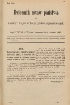 Dziennik Ustaw Państwa dla Królestw i Krajów w Radzie Państwa Reprezentowanych. 1915, cz. 136