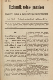Dziennik Ustaw Państwa dla Królestw i Krajów w Radzie Państwa Reprezentowanych. 1915, cz. 142