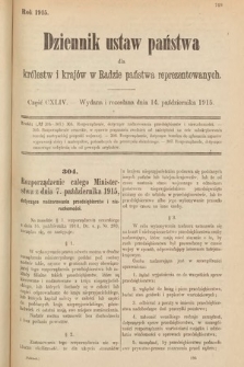 Dziennik Ustaw Państwa dla Królestw i Krajów w Radzie Państwa Reprezentowanych. 1915, cz. 144