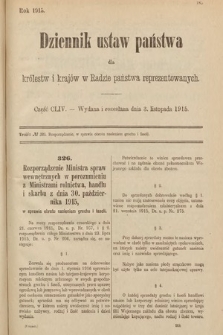 Dziennik Ustaw Państwa dla Królestw i Krajów w Radzie Państwa Reprezentowanych. 1915, cz. 154