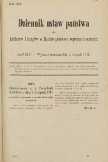 Dziennik Ustaw Państwa dla Królestw i Krajów w Radzie Państwa Reprezentowanych. 1915, cz. 155