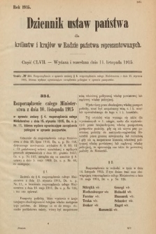 Dziennik Ustaw Państwa dla Królestw i Krajów w Radzie Państwa Reprezentowanych. 1915, cz. 157