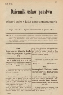 Dziennik Ustaw Państwa dla Królestw i Krajów w Radzie Państwa Reprezentowanych. 1915, cz. 167