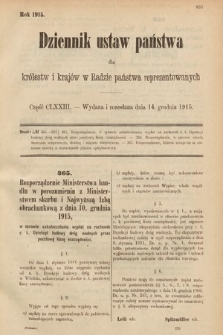 Dziennik Ustaw Państwa dla Królestw i Krajów w Radzie Państwa Reprezentowanych. 1915, cz. 173